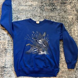 Lee Vintage 90s Sturdy Sweats Blue Duck Hunting Graphic Sweatshirt | Size L